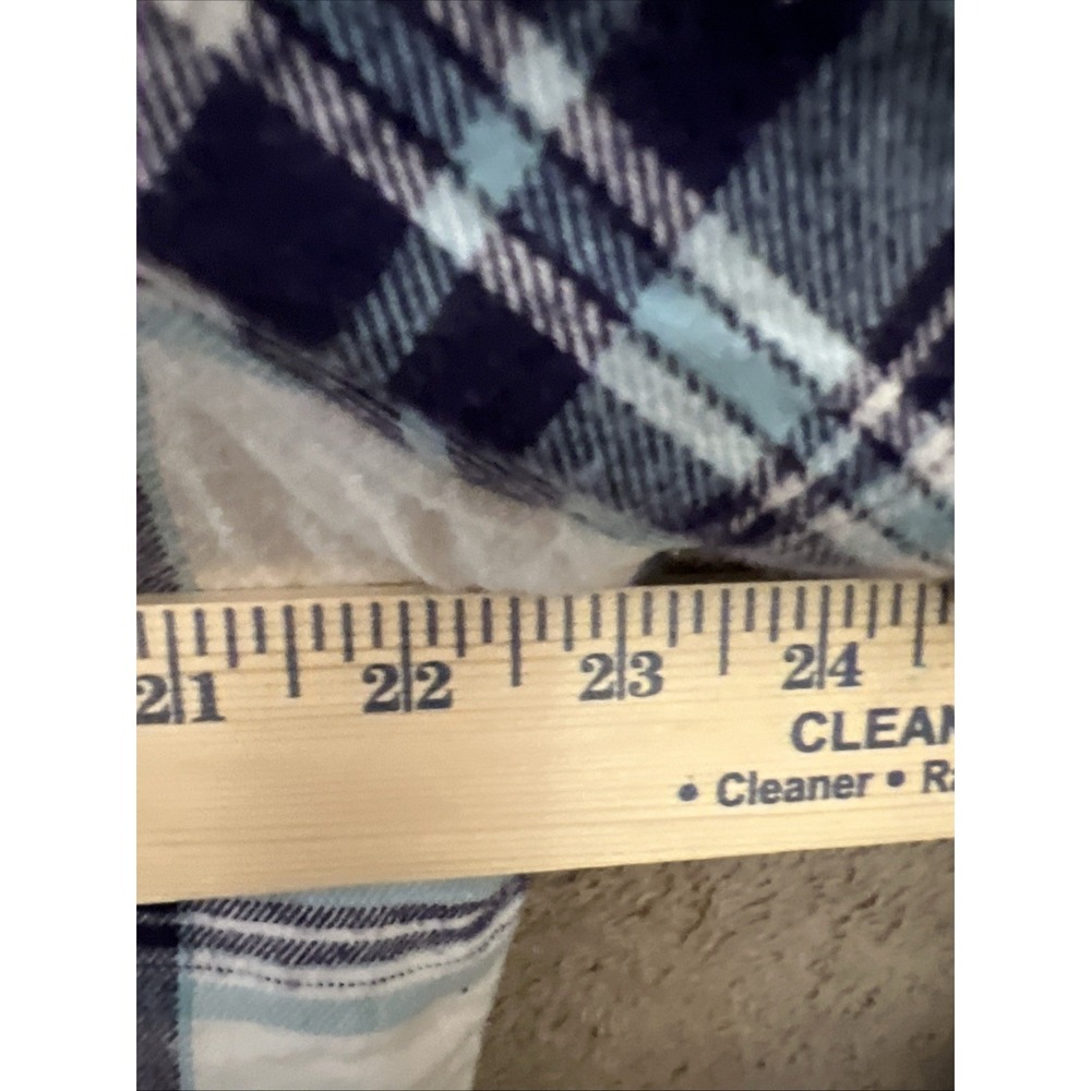 Boston Traders Hooded Shacket Blue White Plaid Flannel Women's Fleece Lined - Picture 5 of 7